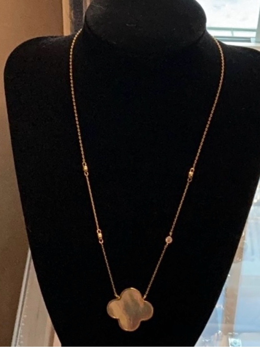 Gold Dipped Clover 18” Necklace with accents
